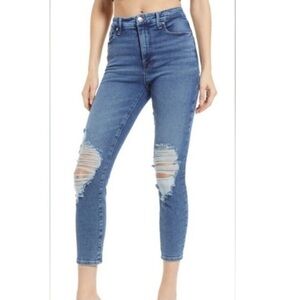 NEW Good American Good Waist Crop Shadow Pockets High Rise Skinny Jeans